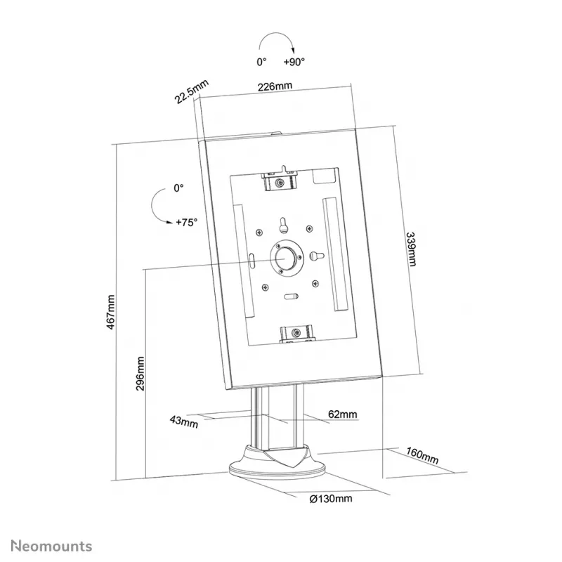 Neomounts DS15-640WH1 Planšetdatora statīvs galdam 9,7-11 collas - bloķējams