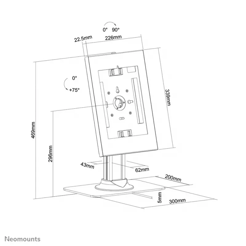 Galda planšetdatora turētājs Neomounts DS15-650WH1 Maksimālais ekrāna izmērs 27.9 cm