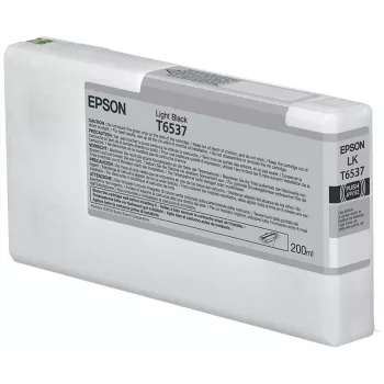 Epson T6537 gaiši melna tintes kasetne (200 ml), gaiši melna, pigmenta bāzes tinte, 200 ml, 1 gab.