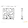 bequiet! LIGHT WINGS LX 140mm PWM 3 komplekts balts — 140×25 mm ventilatori, 1200 RPM, 95 m³/h, RGB gaismas diodes