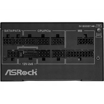 Barošanas bloks ASRock Phantom Gaming PG-1000G 750 W, ATX 20+4 pin, 80 PLUS Gold, 135 mm ventilators, pilnībā modulārs, melns