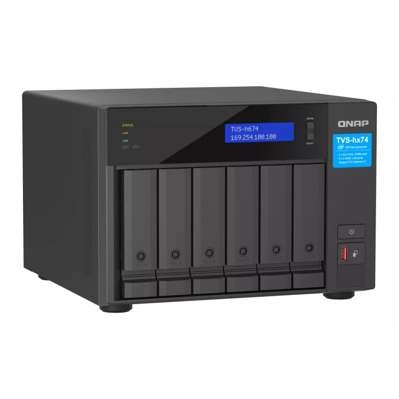 QNAP TVS-H674T-I5-32G NAS/storage server Tower Intel® Core™ i5 i5-12400 32 GB DDR4 HDD QNAP QTS Black