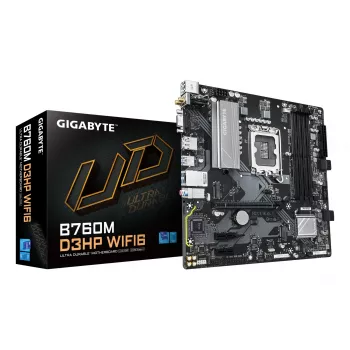 GIGABYTE B760M D3HP WIFI6 mātesplate - atbalsta Intel Core 14. paaudzes CPU, 4+1+1 fāžu digitālais VRM, līdz 5600MHz DDR5, 2xPCIe 4.0 M.2, Wi-Fi 6, GbE LAN, USB 3.2 Gen1