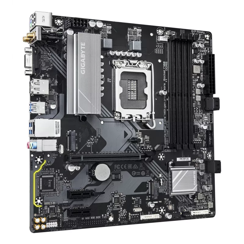 GIGABYTE B760M D3HP WIFI6 mātesplate - atbalsta Intel Core 14. paaudzes CPU, 4+1+1 fāžu digitālais VRM, līdz 5600MHz DDR5, 2xPCIe 4.0 M.2, Wi-Fi 6, GbE LAN, USB 3.2 Gen1