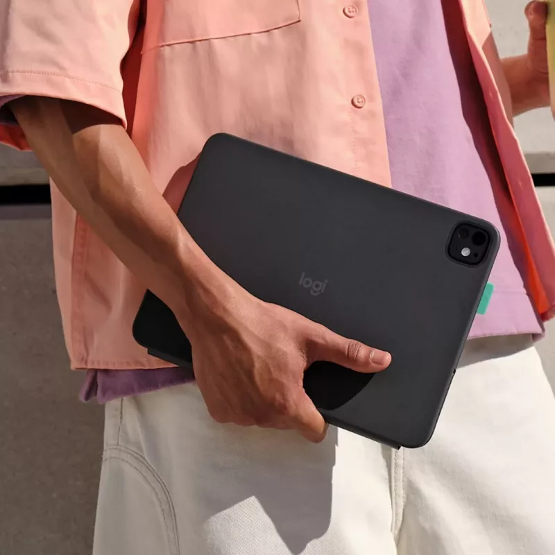 Tastatūras futrālis Logitech Flip Folio QWERTZ vācu valodā iPad Pro/Air 11 collām, Bluetooth, grafīta krāsā, baterija 90 mAh