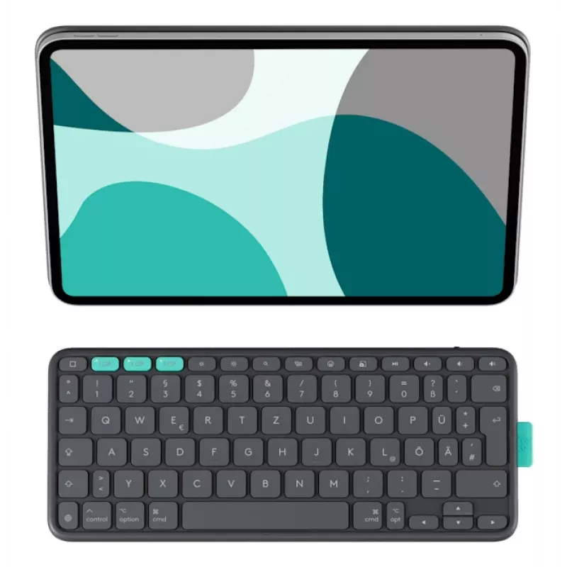 Tastatūras futrālis Logitech Flip Folio QWERTZ vācu valodā iPad Pro/Air 11 collām, Bluetooth, grafīta krāsā, baterija 90 mAh