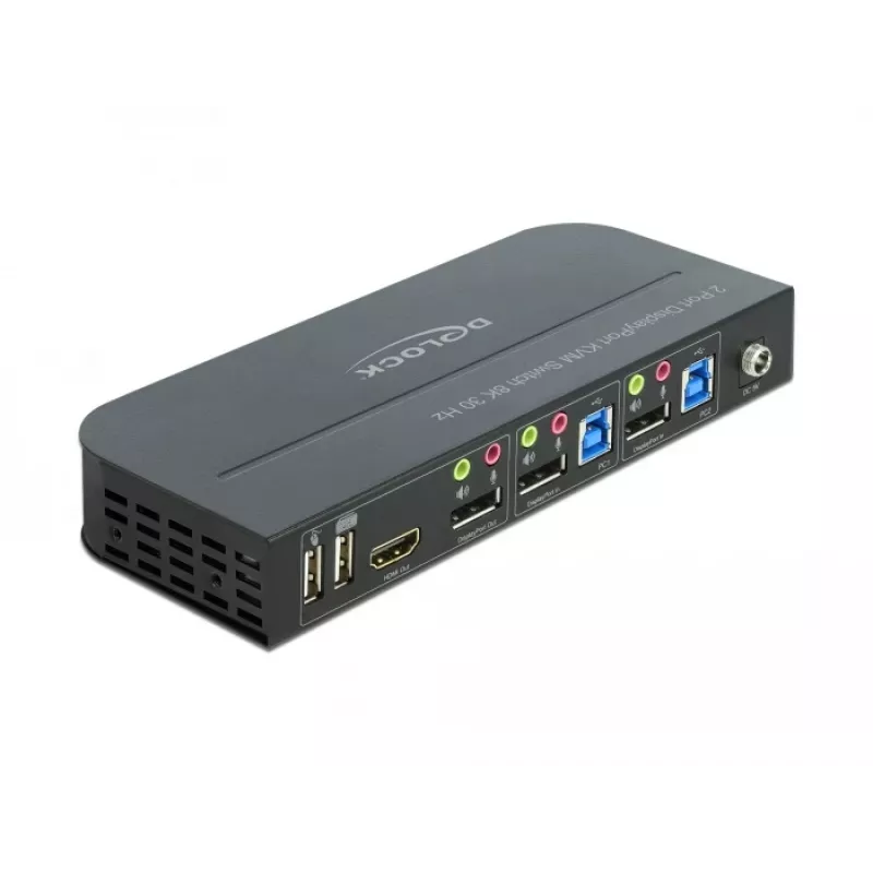 DELOCK DisplayPort 1.4 KVM slēdzis 8K 30Hz USB 3.0 + Audio