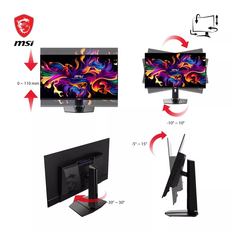 MSI MPG 321URXDE QD-OLED datora monitors 80 cm (31,5 collas) 3840 x 2160 pikseļi 4K Ultra HD Melns