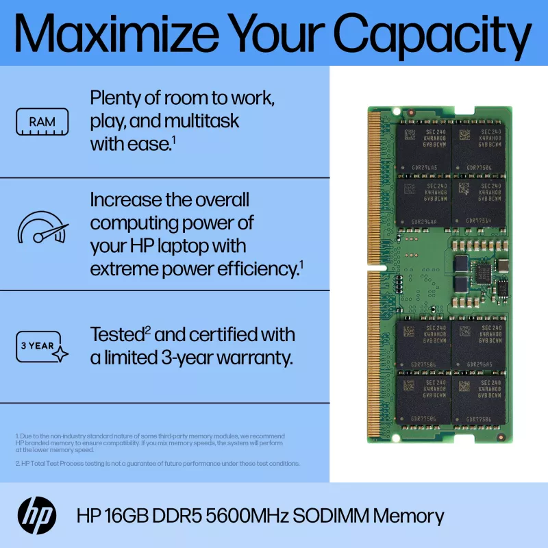 Atmiņas modulis HP 16GB DDR5 5600 SODIMM 1 x 16 GB 5600 MHz