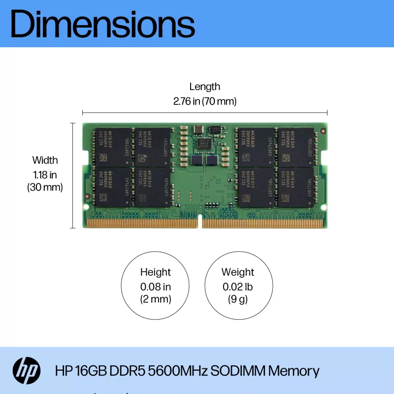 Atmiņas modulis HP 16GB DDR5 5600 SODIMM 1 x 16 GB 5600 MHz