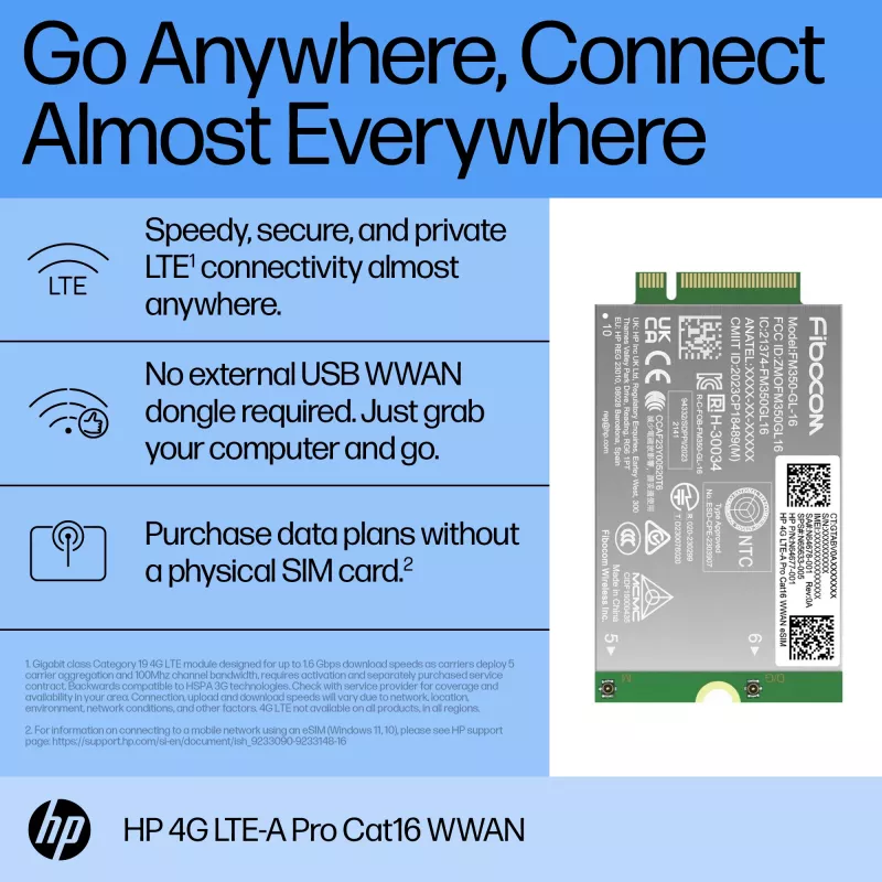 HP 4G LTE-A Pro Cat16 WWAN saskarnes kartes/adapteris