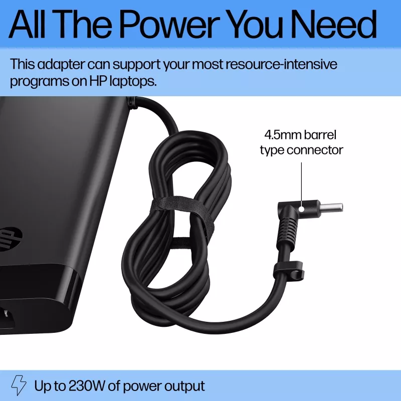 HP 230W Smart AC Adapter, klēpjdators, iekštelpām, 115 V, 47–63 Hz, 230 W, 19,5 V