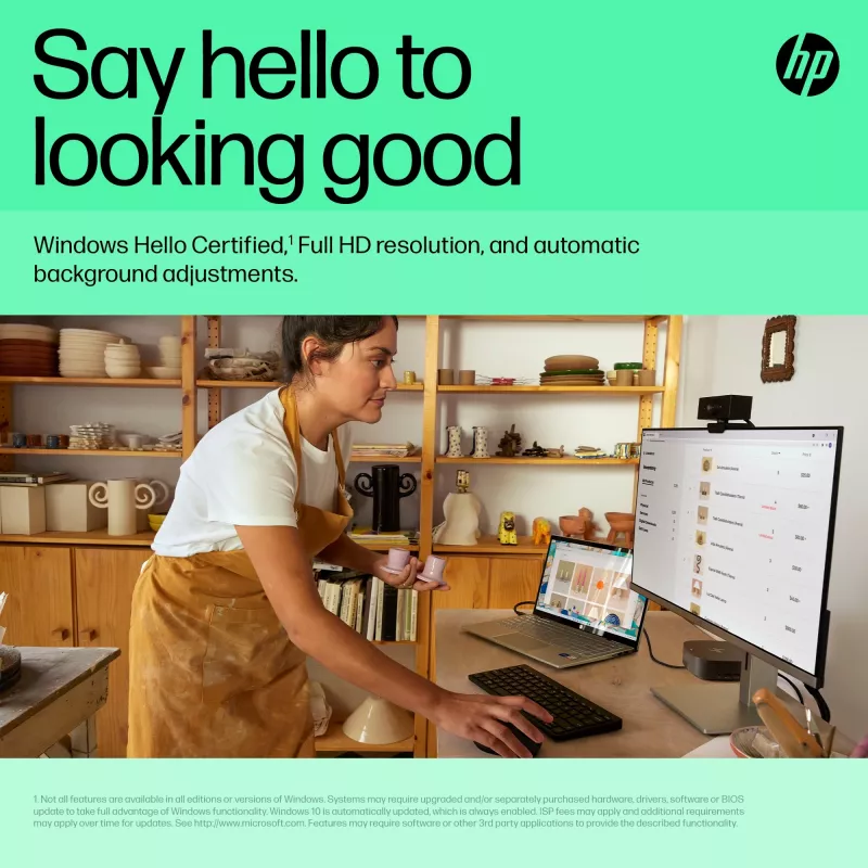 HP 620 FHD tīmekļa kamera, 4 MP, 1920 x 1080 pikseļi, Full HD, 60 kadri/s, 720p, 1080p, 5x