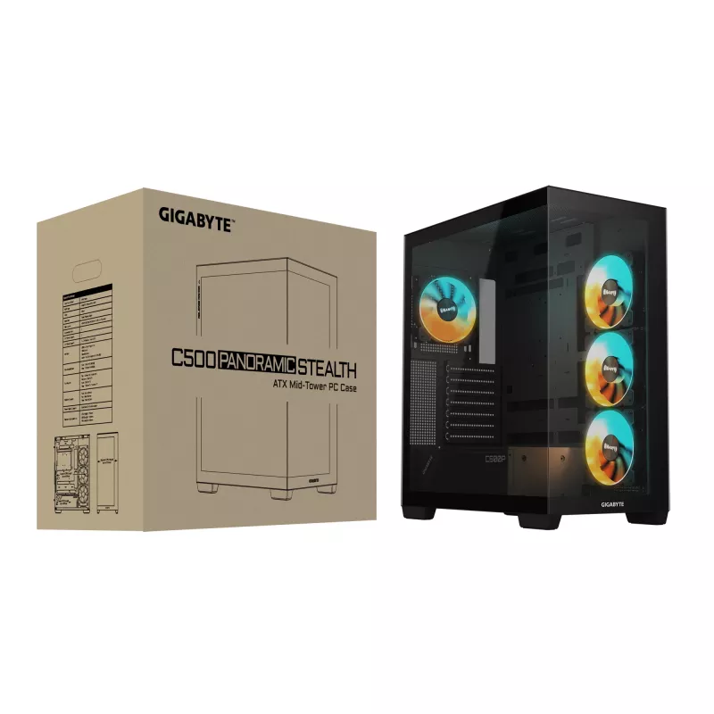 GIGABYTE C500 PANORAMIC STEALTH Midi Tower Melns