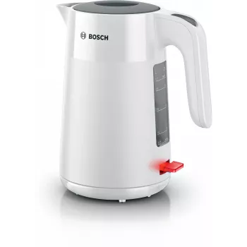 Elektriskā tējkanna Bosch TWK2M161, 1.7 L, 2400 W, balta, plastmasas korpuss, 360° bāze