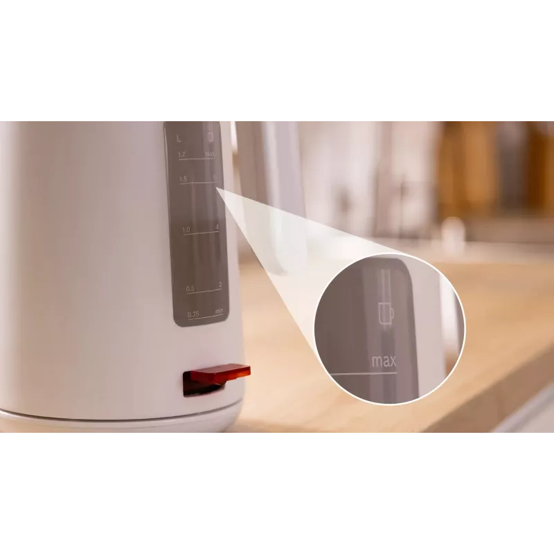 Elektriskā tējkanna Bosch TWK2M161, 1.7 L, 2400 W, balta, plastmasas korpuss, 360° bāze
