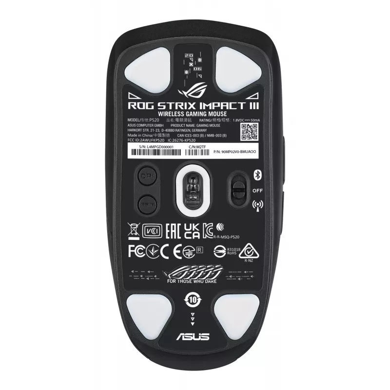 ASUS ROG Strix Impact III Wireless pele Gaming Ambidextrous RF Wireless + Bluetooth Optical 36000 DPI
