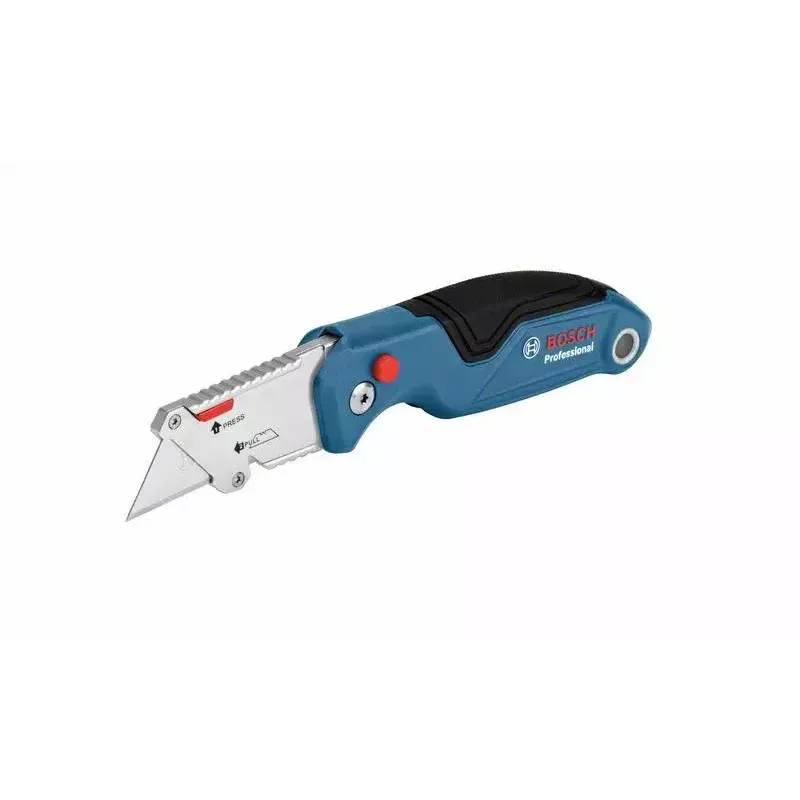 Bosch 1 600 A02 7M4 lietderīgais nazis zilā, nerūsējošā tērauda krāsā ar salokāmu asmeni