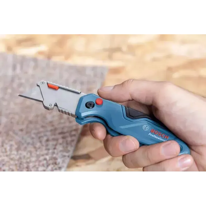 Bosch 1 600 A02 7M4 lietderīgais nazis zilā, nerūsējošā tērauda krāsā ar salokāmu asmeni