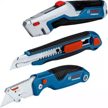 Bosch 1 600 A02 7M4 lietderīgais nazis zilā, nerūsējošā tērauda krāsā ar salokāmu asmeni