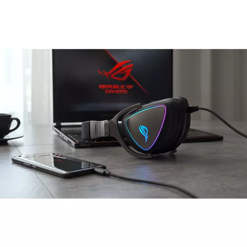 ASUS ROG Delta austiņas, vadu, galvas saite, spēlēm, melna