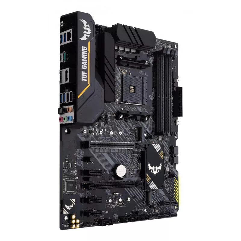 Mātesplate ASUS TUF GAMING B450-PLUS II ATX, AMD B450, Socket AM4, 4×DIMM DDR4, 128GB, 1×M.2, 6×SATA, HDMI 2.0b, DP1.2, Gigabit LAN