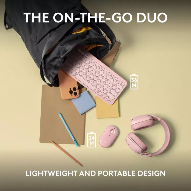 Logitech Pebble 2 Combo bezvadu tastatūra un pele rozā QWERTY