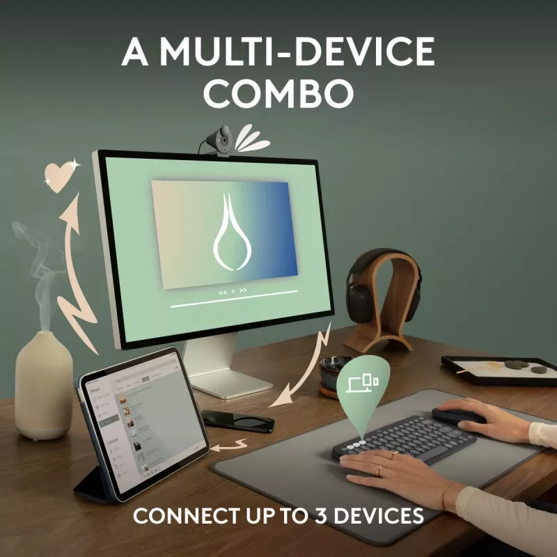 Logitech Pebble 2 Combo bezvadu tastatūra un pele rozā QWERTY