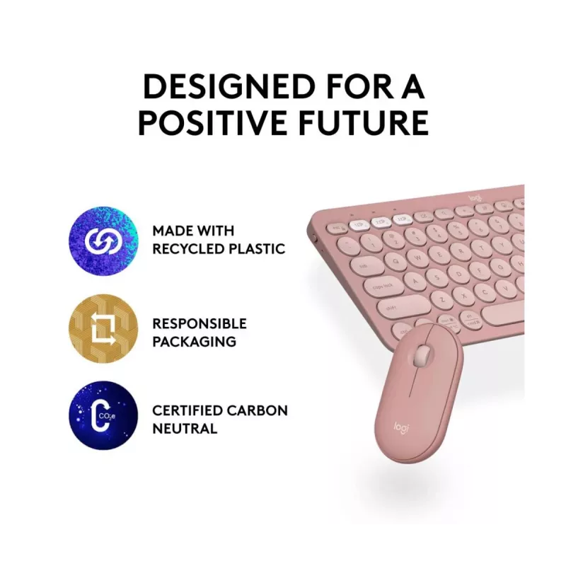 Logitech Pebble 2 Combo bezvadu tastatūra un pele rozā QWERTY