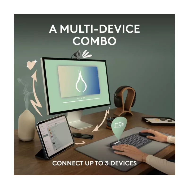 Logitech Pebble 2 Combo bezvadu tastatūra un pele rozā QWERTY