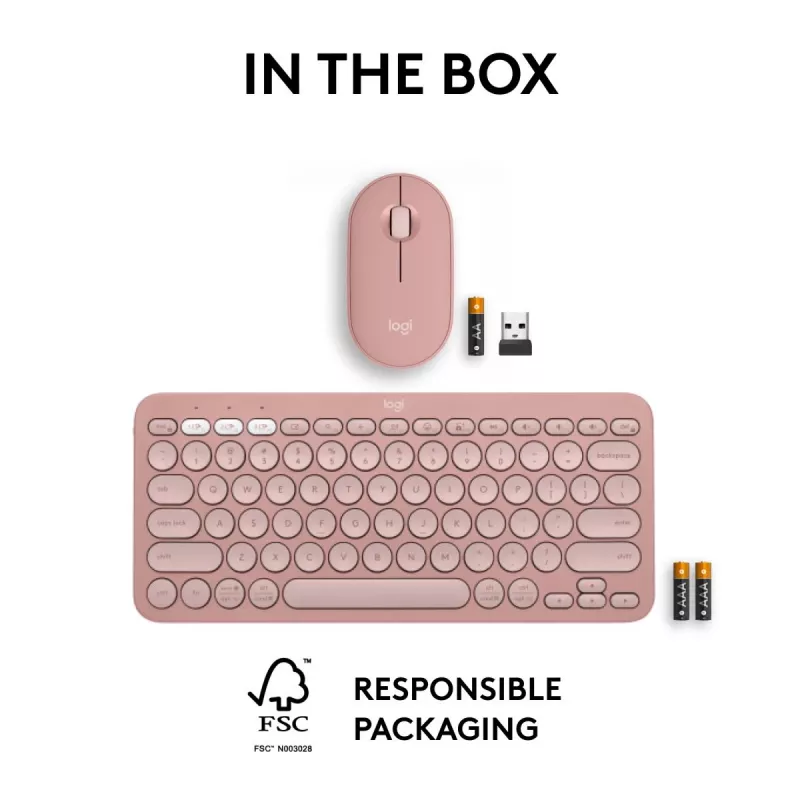 Logitech Pebble 2 Combo bezvadu tastatūra un pele rozā QWERTY