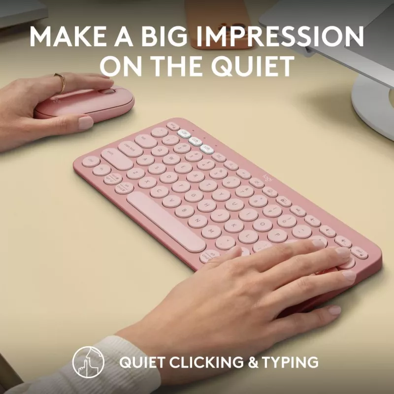 Logitech Pebble 2 Combo bezvadu tastatūra un pele rozā QWERTY