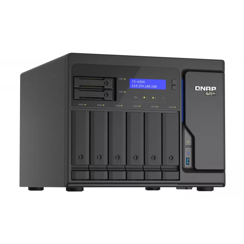 QNAP TS-h886 NAS Tower Intel® Xeon® D D-1602 8 GB DDR4 0 TB QuTS hero Melns