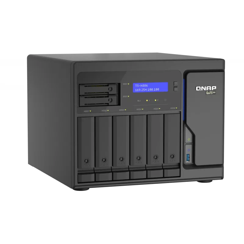 QNAP TS-h886 NAS Tower Intel® Xeon® D D-1602 8 GB DDR4 0 TB QuTS hero Melns