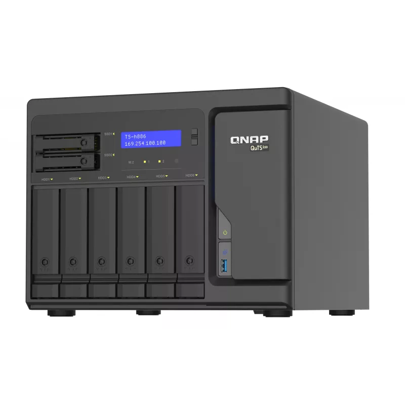 QNAP TS-h886 NAS Tower Intel® Xeon® D D-1602 8 GB DDR4 0 TB QuTS hero Melns