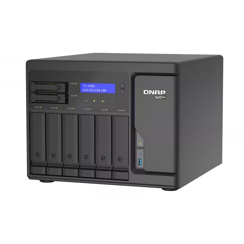 QNAP TS-h886 NAS Tower Intel® Xeon® D D-1602 8 GB DDR4 0 TB QuTS hero Melns