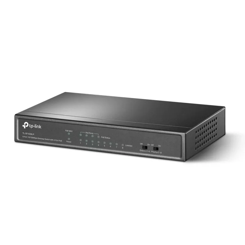TP-Link TL-SF1008LP tīkla slēdzis Nepārvaldāms Fast Ethernet (10/100) Power over Ethernet (PoE) Melns