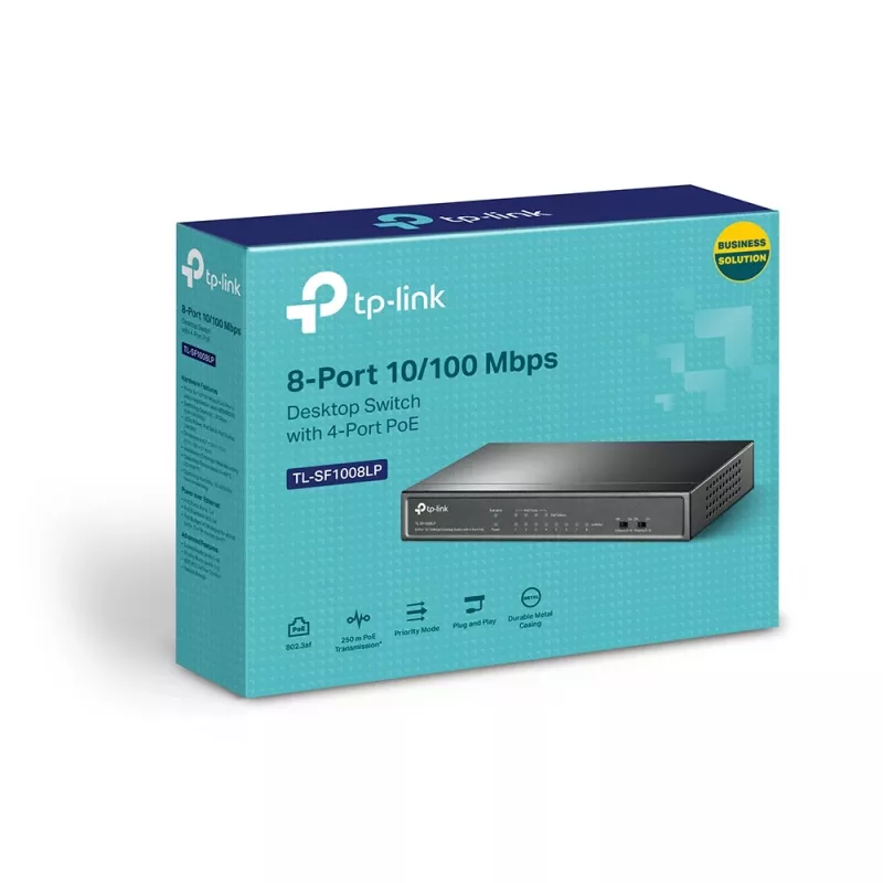 TP-Link TL-SF1008LP tīkla slēdzis Nepārvaldāms Fast Ethernet (10/100) Power over Ethernet (PoE) Melns