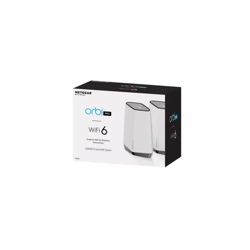 NETGEAR Orbi Pro WiFi 6 Tri-band Mesh System (SXK80) Tri-band (2.4 GHz / 5 GHz / 5 GHz) Wi-Fi 6 (802.11ax) pelēka, balta 9 Internal