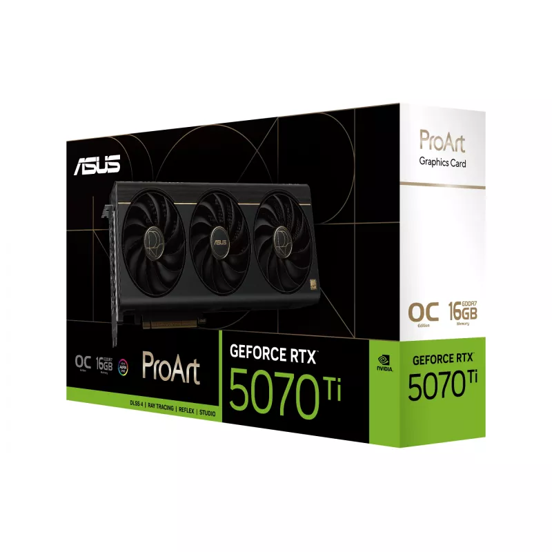 Grafikas karte ASUS ProArt GeForce RTX 5070 Ti 16GB GDDR7, PCIe 5.0, 256-bit, 304mm, 3 ventilatori