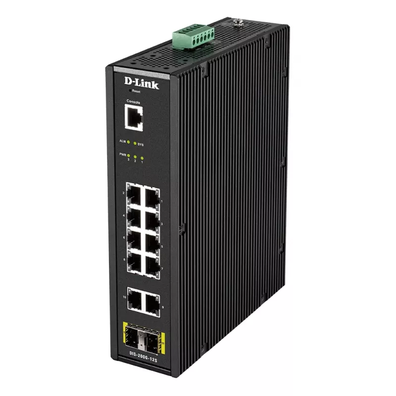 D-Link 12-Port L2 Industrial Smart Managed Switch ar 10 x 1GBaseT(X) un 2 x SFP