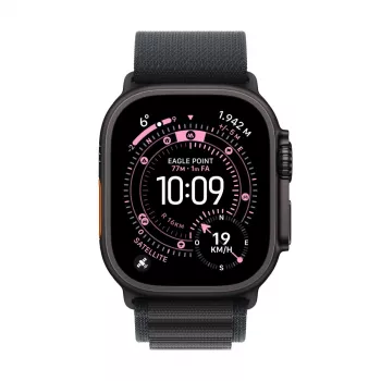 Apple Watch Ultra 3 MF0Q4QF/A GPS + Cellular (5G) 49 mm melna titāna korpuss ar melnu Alpine Loop siksniņu – S izmērs