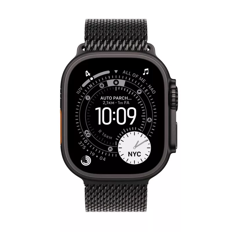APPLE Watch Ultra 3 GPS + Cellular 49mm melns titāna korpuss ar melnu titāna Milānas cilpu Sma