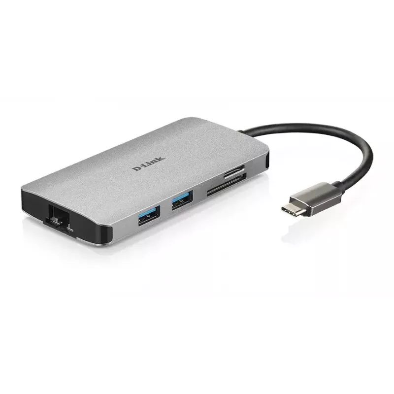 D-Link 8-in-1 USB-C centrmezgls ar HDMI/Ethernet/karšu lasītāju/barošanas piegādi