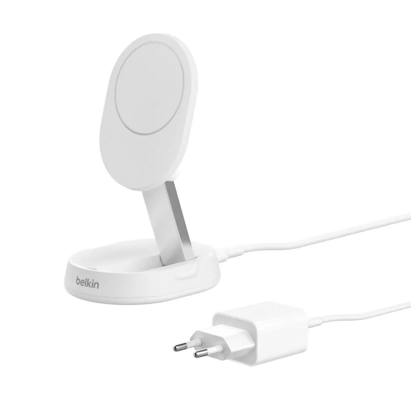 BELKIN bezvadu uzlādes statīvs - BoostCharge Pro - Qi2 15 W - balts