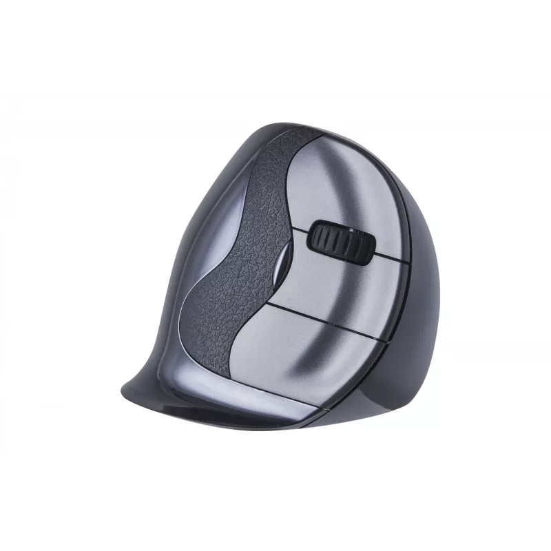 BakkerElkhuizen Evoluent D Medium Wireless, labā roka, vertikāls dizains, lāzers, RF bezvadu, 3200 DPI, melns