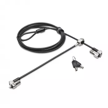 Kensington NanoSaver Keyed Dual Head Laptop Lock, 1,8 m, Kensington, Atslēga, Oglekļa tērauds, Melns, Nerūsējošais tērauds