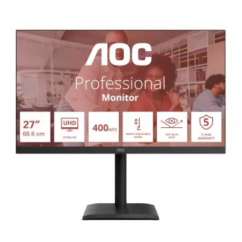 AOC E4 U27E4CV datora monitors 68.6 cm (27 collas) 3840 x 2160 pikseļi 4K Ultra HD LED Melns
