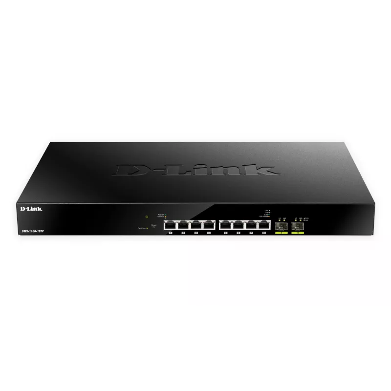 D-Link 10 portu Multi-Gigabit PoE+ viedais pārslēgs, pārvaldīts, L2, 2.5G Ethernet (100/1000/2500), Power over Ethernet (PoE), stiprināšana statīvā, 1U