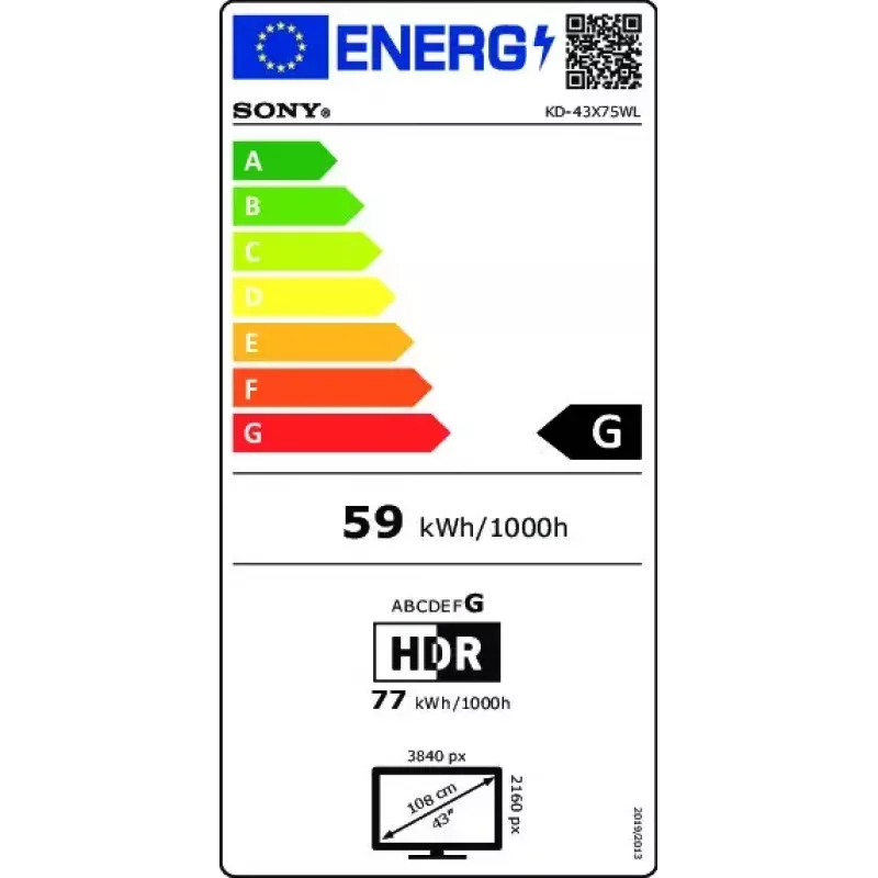 Sony BRAVIA | KD-43X75WL | LED | 4K HDR | Google TV | ECO PACK | BRAVIA CORE | Šaurs rāmja dizains